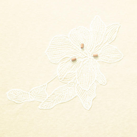 【2件9折】【Petit Bari】Petit Bari艺术钉珠花卉贴布短袖T恤 商品图4