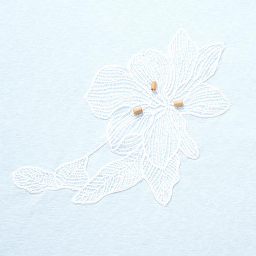 【2件9折】【Petit Bari】Petit Bari艺术钉珠花卉贴布短袖T恤 商品图10