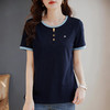 圆领短袖T恤女士夏季新款大码女装体恤拼接撞色休闲上衣洋气减龄 商品缩略图2