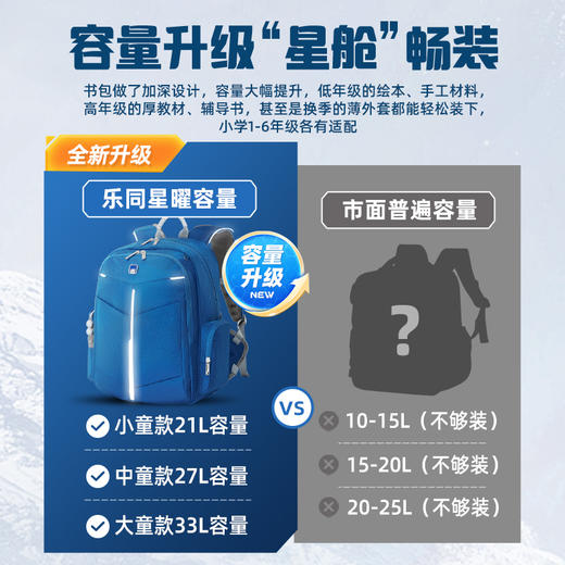 【新品】乐同星曜3.0护脊减负书包中小学生大容量背包21L+27L+33L 商品图4