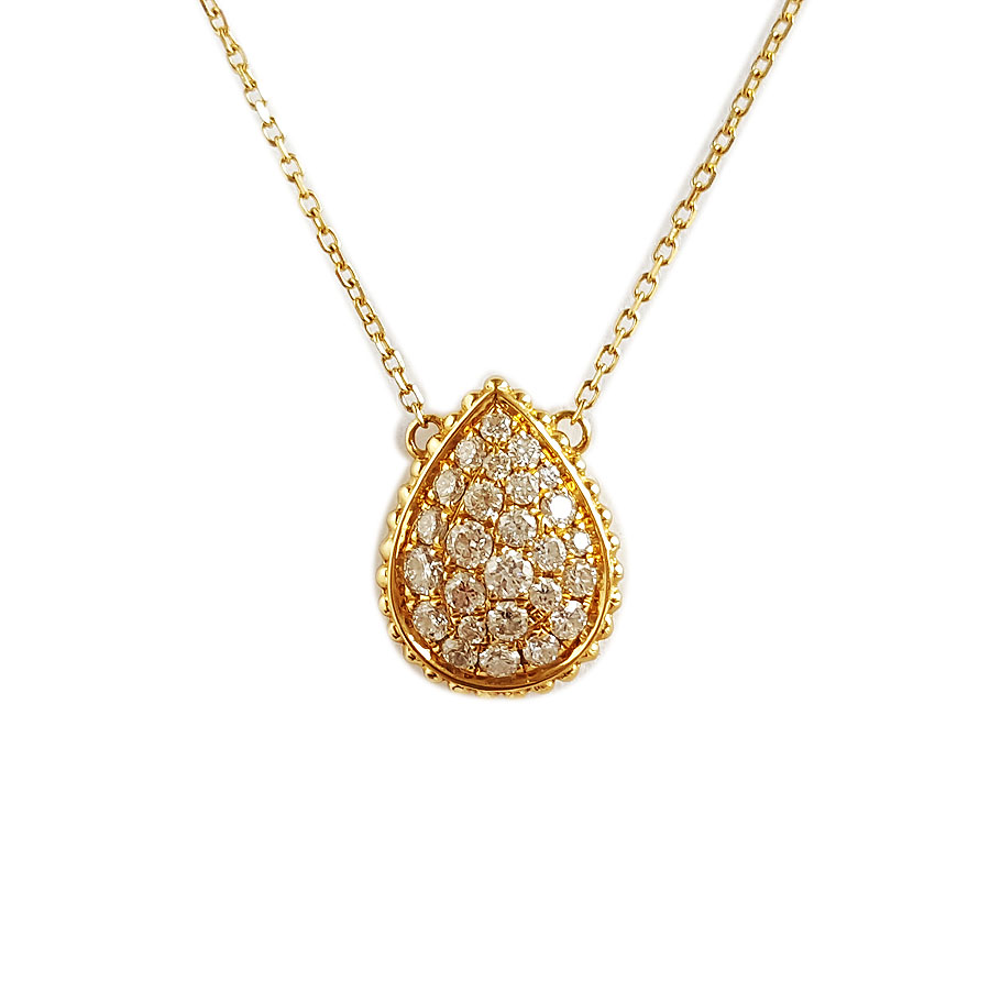 【天然正品】AU750黄金时尚简约群镶款水滴造型0.486克拉钻石吊坠项链 链长：44CM（长度可调节）250326NJS26