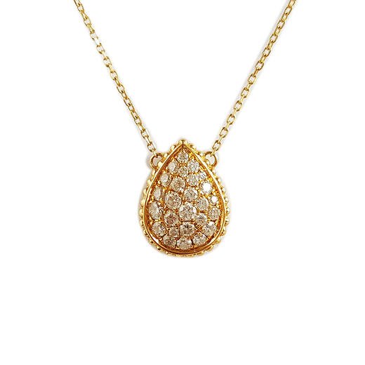 【天然正品】AU750黄金时尚简约群镶款水滴造型0.486克拉钻石吊坠项链 链长：44CM（长度可调节）250326NJS26 商品图0