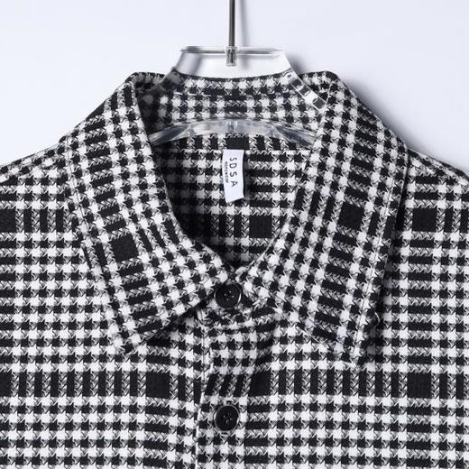 SDSA男装2026新款高贵轻奢简约韩系撞色小格子翻领短袖衬衫百搭 商品图1