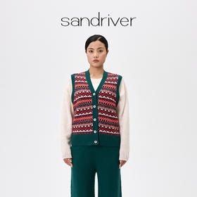 羊绒V领无袖开衫  SJF97W300N