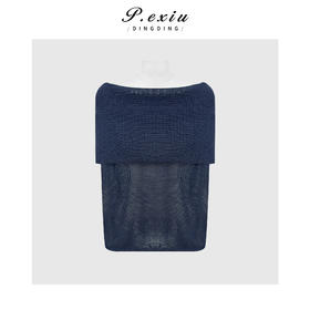 PanYiXiu/潘依绣羊毛法式小众简约百搭慵懒风一字肩镂空针织衫 ZZ1156