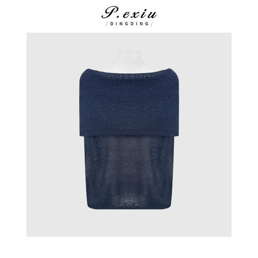 PanYiXiu/潘依绣羊毛法式小众简约百搭慵懒风一字肩镂空针织衫 ZZ1156 商品图0