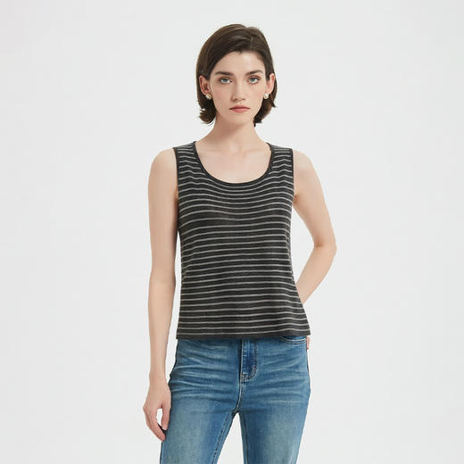 【2件9折】【Petit Bari】简约百搭条纹薄款针织背心 商品图4