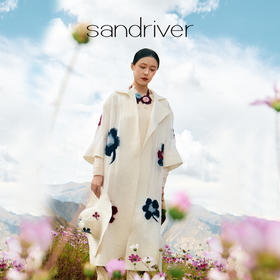 真丝羊绒相拼手工毛毡女大衣  SJF97W319N