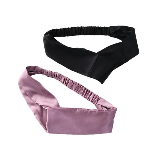 【松紧弹力，舒适不滑落】仿真丝发带ins同款舒适松紧头带简约时尚OL纯色交叉发箍发圈。xb 商品图4