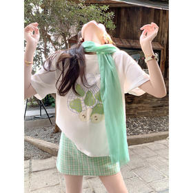 <曾小咸推荐> 韩系印花白色圆领短袖t恤【预售7-15天发货】