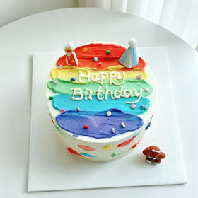 彩虹ins风奶油水果蛋糕