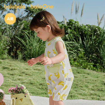 巴拉巴拉童装宝宝连体衣新生婴儿哈衣爬服短袖2026新夏装透气动物造型萌趣 商品图2