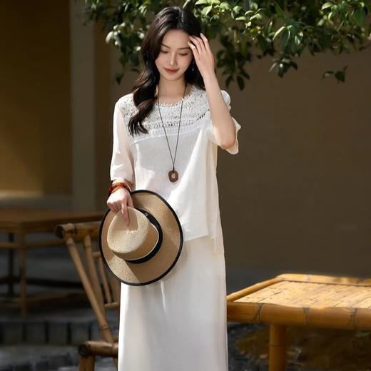 Meline Kaylin「一生浮梦」亚麻天丝短袖/连衣裙，南法假日风，在极简与极繁间成就的高级感【3-5天发货】 商品图1