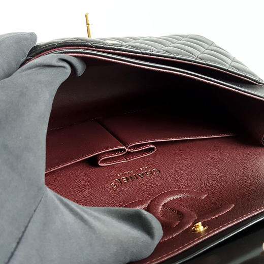 【95新】CHANEL香奈儿CF系列A01112 Y01295 94305中号黑金羊皮CF链条包单肩斜挎包女士130426AK29 商品图8