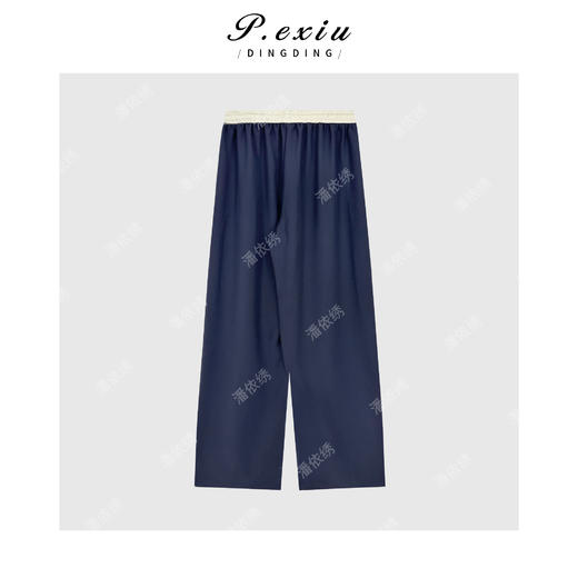 04-3潘依绣丁丁宠粉韩系时髦减龄撞色织带抽绳松紧腰休闲裤 W-63141 商品图2