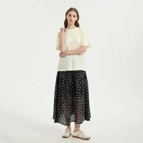 【2件9折】【Petit Bari】Petit Bari艺术钉珠花卉贴布短袖T恤