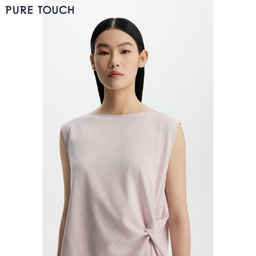 PURE TOUCH 26春夏新款扭结无袖T恤百搭棉混纺解构上衣商场同款 商品图3