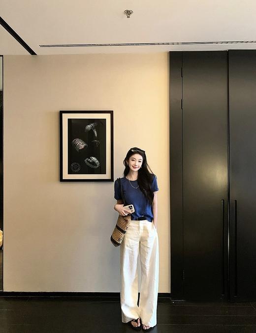 克莱因蓝麻棉感短袖T恤 商品图9