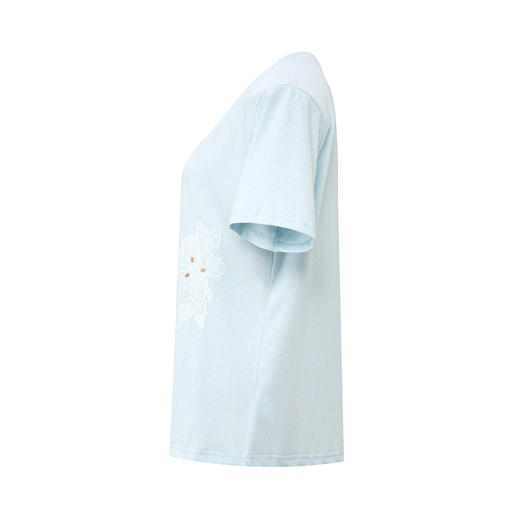 【2件9折】【Petit Bari】Petit Bari艺术钉珠花卉贴布短袖T恤 商品图7