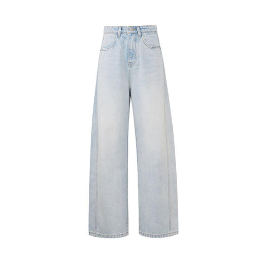 【2件9折】【Petit Bari】立体分割弯刀型阔腿牛仔裤直筒 商品图3