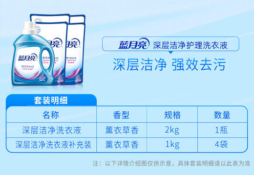 蓝月亮深层洁净护理洗衣液套装 薰衣草香 2kg瓶+1kg*4袋装 商品图1