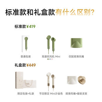 徕芬Laifen高速吹风机 Mini沙金色礼盒 速干家用电吹风 便携负离子护发吹风筒 生日礼物 商品图3