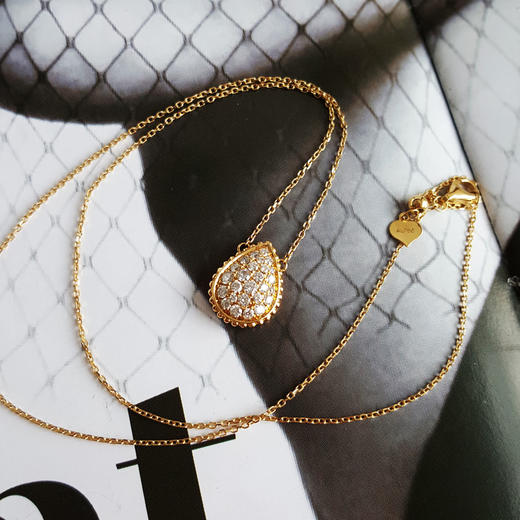 【天然正品】AU750黄金时尚简约群镶款水滴造型0.486克拉钻石吊坠项链 链长：44CM（长度可调节）250326NJS26 商品图5