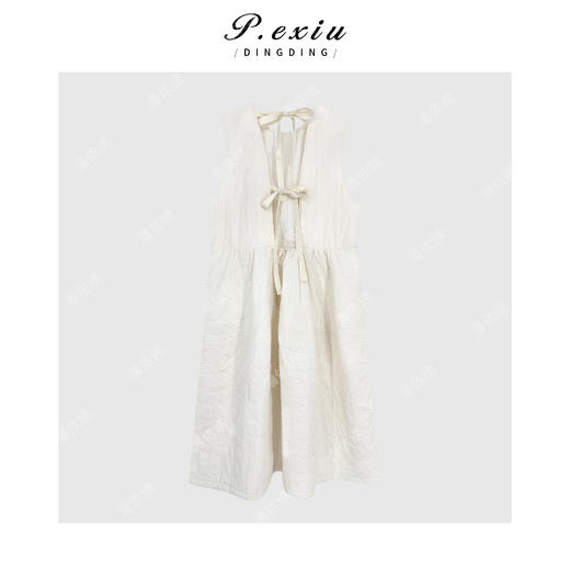 04-3潘依绣丁丁宠粉100%棉小众法式高级感显瘦露背无袖连衣裙Q12001 商品图1