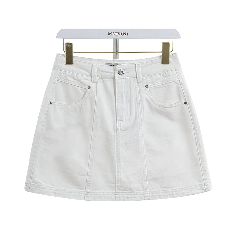 麦寻白色短款半裙QHSFS12A