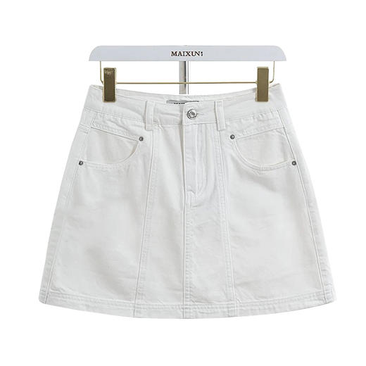麦寻白色短款半裙QHSFS12A 商品图0