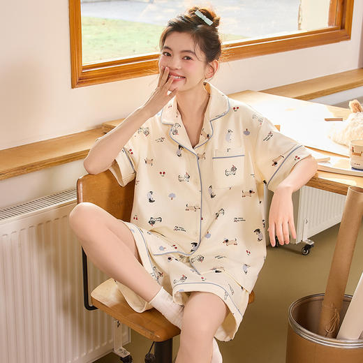 【69元1套】纯棉舒适女士夏日卡通小狗短袖短裤套装-H2950 商品图2