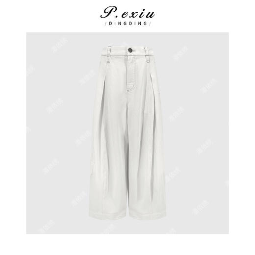 PanYiXiu/潘依绣亚麻天丝复古水洗立体剪裁重工压褶显瘦气球牛仔裤 S881632 商品图0