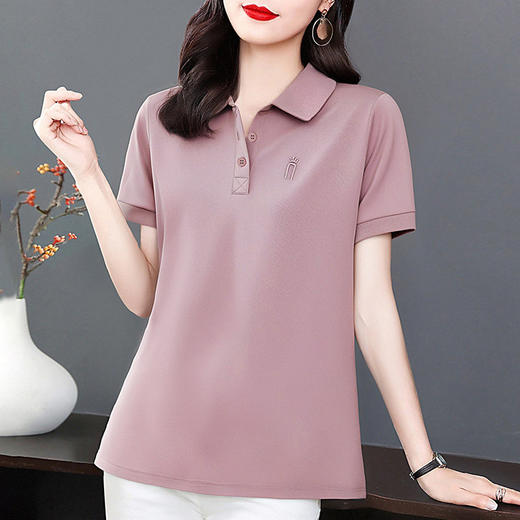 薄款冰丝短袖t恤女2026新款夏季大码polo衫女装翻领半袖宽松上衣 商品图4