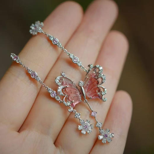 龢盒原创 庄生晓梦迷蝴蝶🦋银镶碧玺锁骨链 商品图1