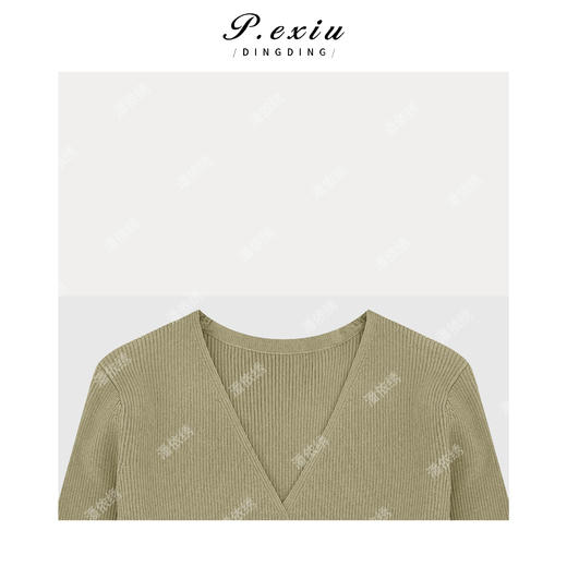 04-4潘依绣丁丁宠粉极简气质百搭V领针织上衣 Z851 商品图2