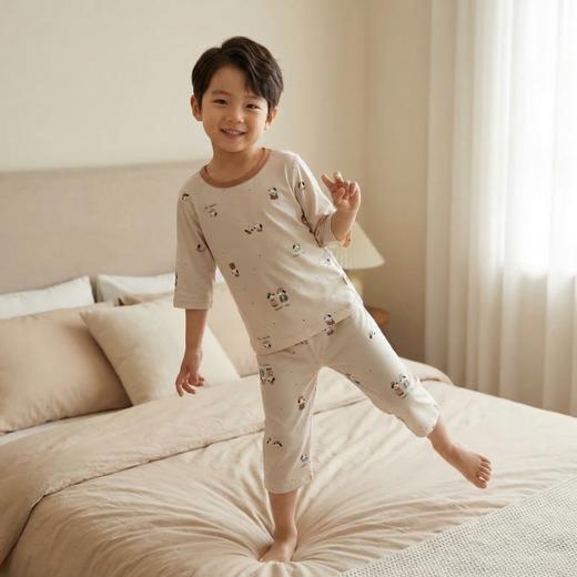 【49.9元2套】其其宝宝儿童睡衣夏季薄款莱赛尔男孩七分袖花边宝宝空调服女童家居服套装80-160 商品图5