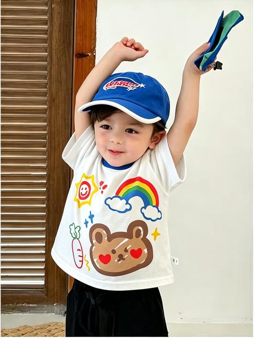 【承包娃一夏天的短袖49/4件‼️】儿童纯棉a类短袖男童宝宝女童全棉衣服防蚊裤73-140码聚 商品图7