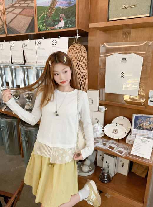 <曾小咸推荐>4.17现货秒杀 ！微信超特价！韩系不规则蕾丝下摆长袖 日常129.99 立减70 秒杀59.99！！ 商品图6