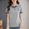 Polo领短袖T恤女士夏新款遮肉显瘦气质大码上衣简约休闲百搭胖mm 商品缩略图0