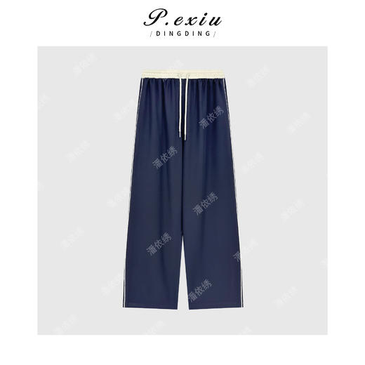 04-3潘依绣丁丁宠粉韩系时髦减龄撞色织带抽绳松紧腰休闲裤 W-63141 商品图1