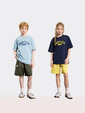 8楼NAUTICA诺帝卡童装男童短袖T恤女孩宽松美式复古夏季时髦儿童上衣吊牌价239元活动价167元