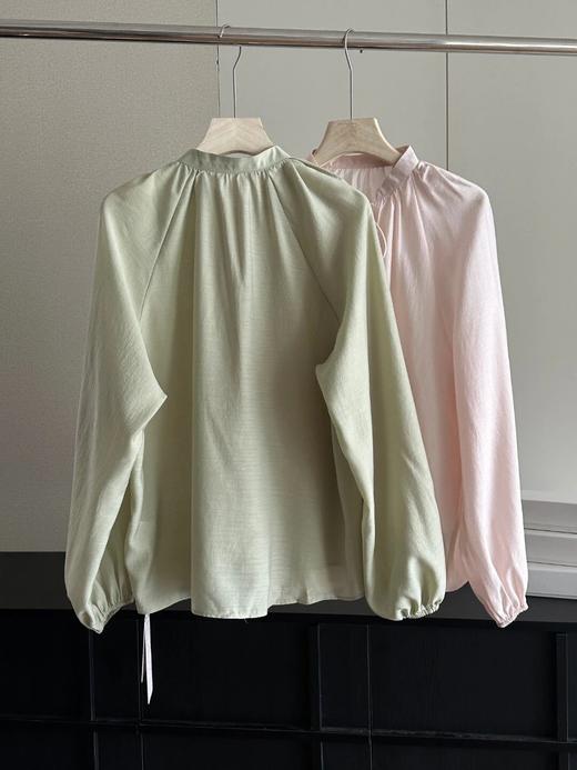 朱珠代言伊*丽同款，可系绳包扣醋酸衬衫  26Y04078- 商品图2