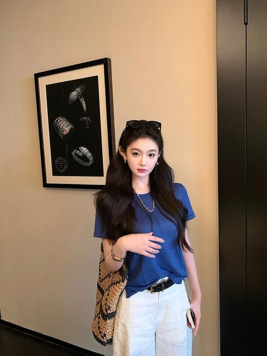 克莱因蓝麻棉感短袖T恤 商品图5