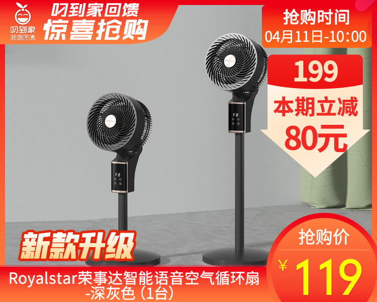 【预售-4月20日配送】Royalstar荣事达智能语音空气循环扇-深灰色（1台）