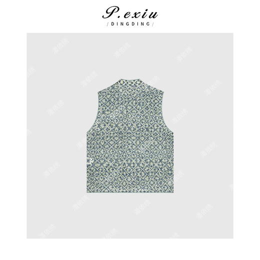 04-3潘依绣丁丁宠粉PanYiXiu/潘依绣【云边青色】国风新中式盘扣气质无袖马甲 CX240420 商品图2