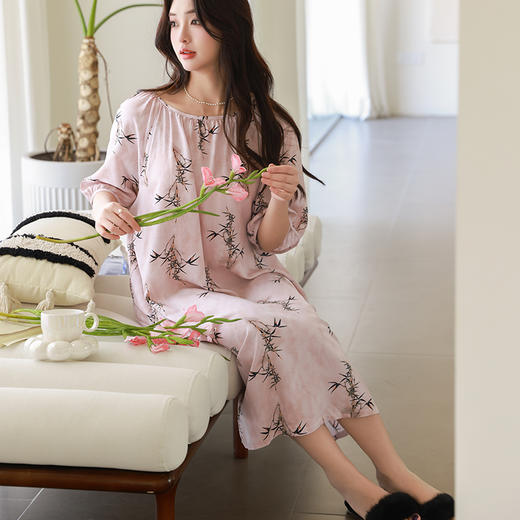 东方写意美学！【KASIHAN--新中式棉绸印花家居服系列】丝滑软糯棉绸触感 柔软细腻慵懒优雅 宽松版型搭配新中式印花 轻薄舒适/吸湿透气/气质优雅/居家休闲/多款式可选 商品图10