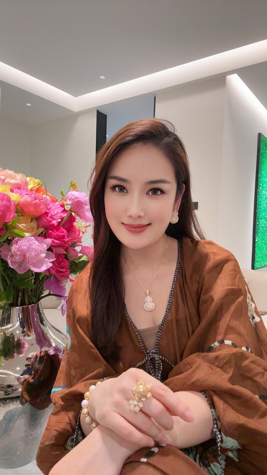 GAONAS 黄铜合成锆石耳饰 福禄双全中式豪镶金色葫芦耳环11926EGO 商品图7