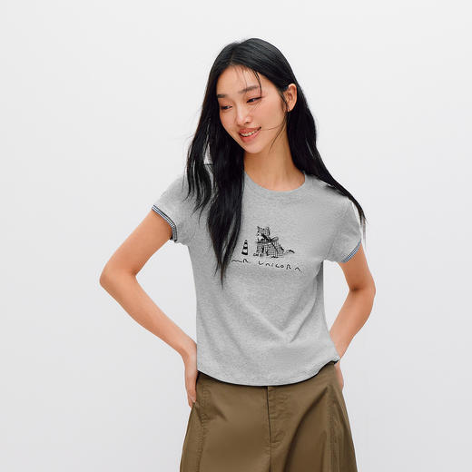凉感T|商场同款森马插画师联名短袖T恤女夏季假两件2026新款上衣 商品图1