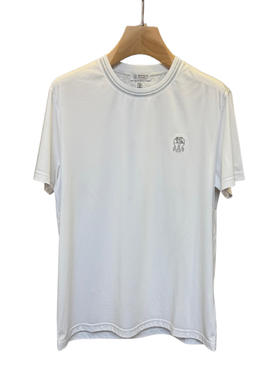 男款领口条纹刺绣短袖T恤ba006