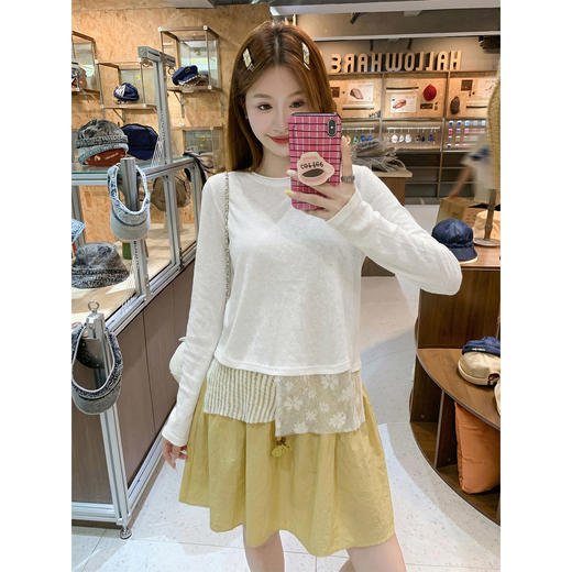 <曾小咸推荐>4.17现货秒杀 ！微信超特价！韩系不规则蕾丝下摆长袖 日常129.99 立减70 秒杀59.99！！ 商品图1